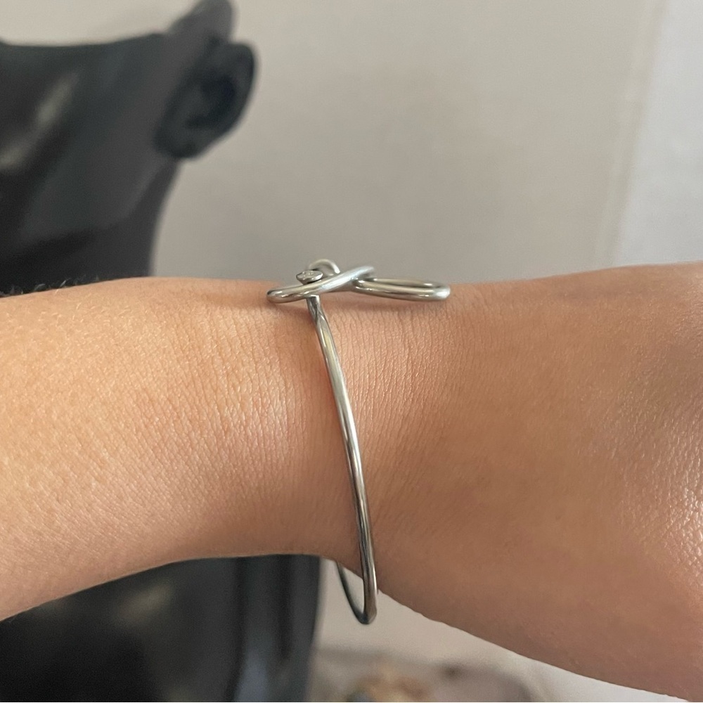 Silver Tone Trinity Bangle Bracelet - image 2